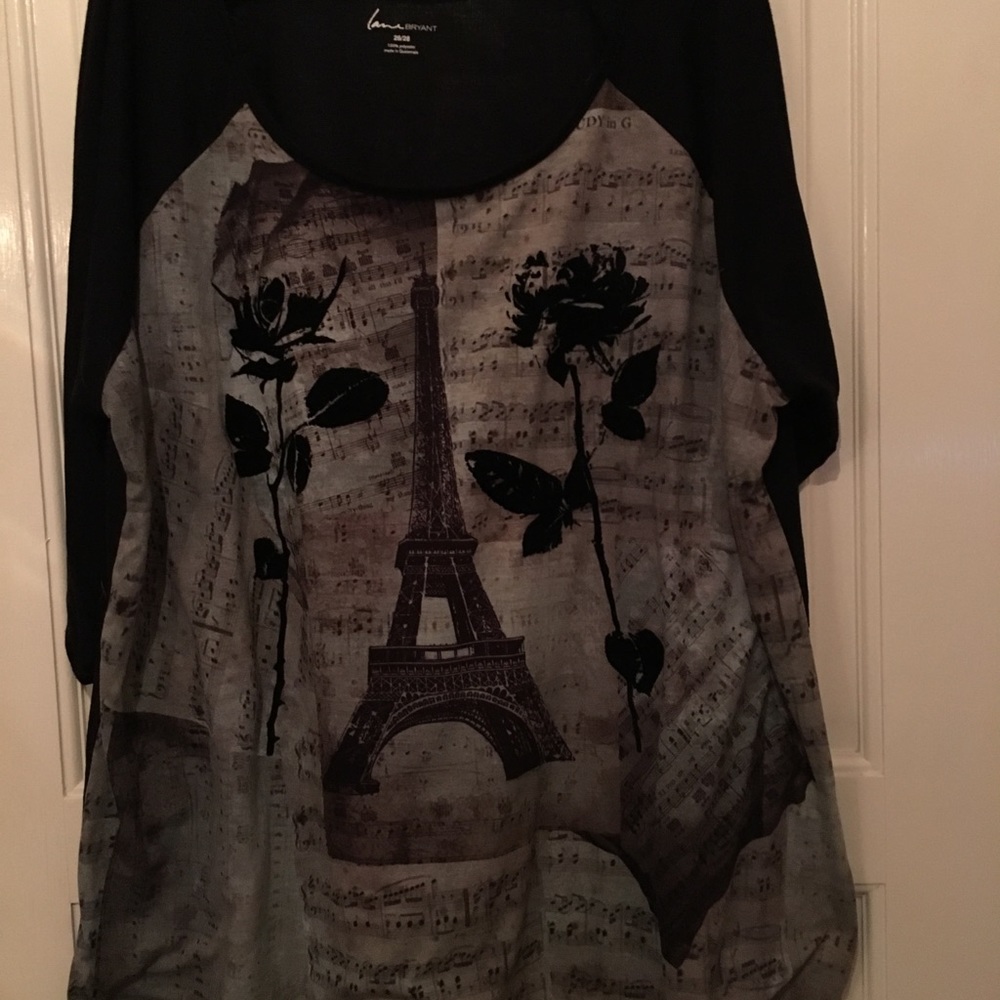 Lane Bryant Top Size 26/28 Eiffel Tower, Rose,